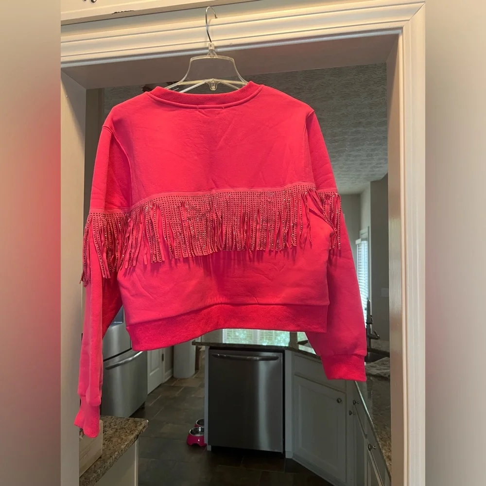 Pink Western Fringe Sweatshirt - Picture 3 of 4